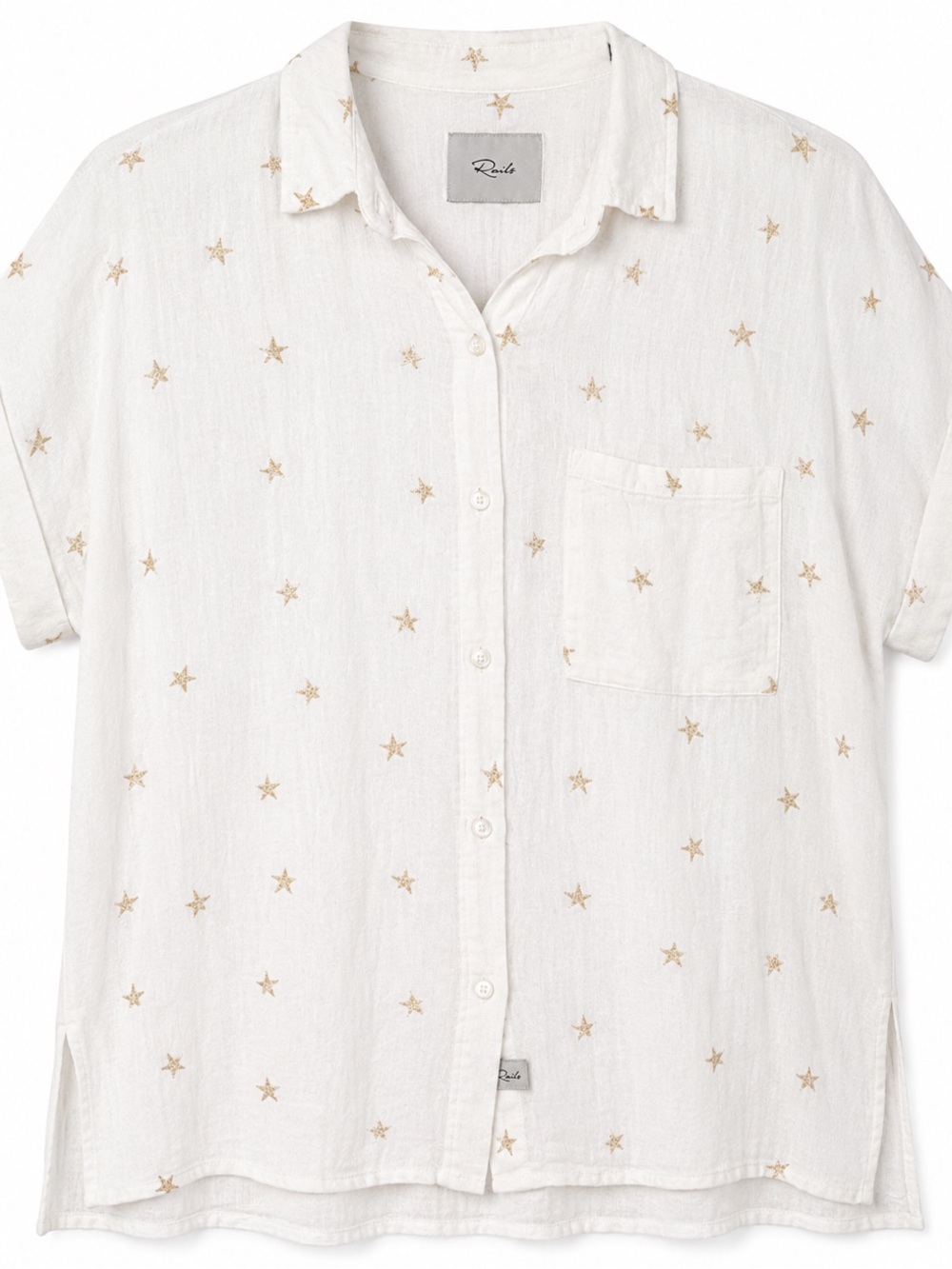 Rails Whitney Linen Blend Rose Gold Stars Top- S - Picture 3 of 11